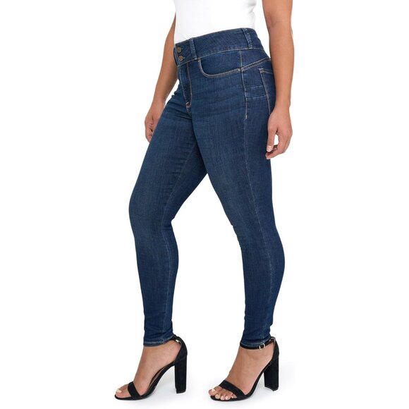 Womens High Rise Curvy Skinny Jeans Stretch Denim 8 Booty Enhancing - Picture 2 of 4